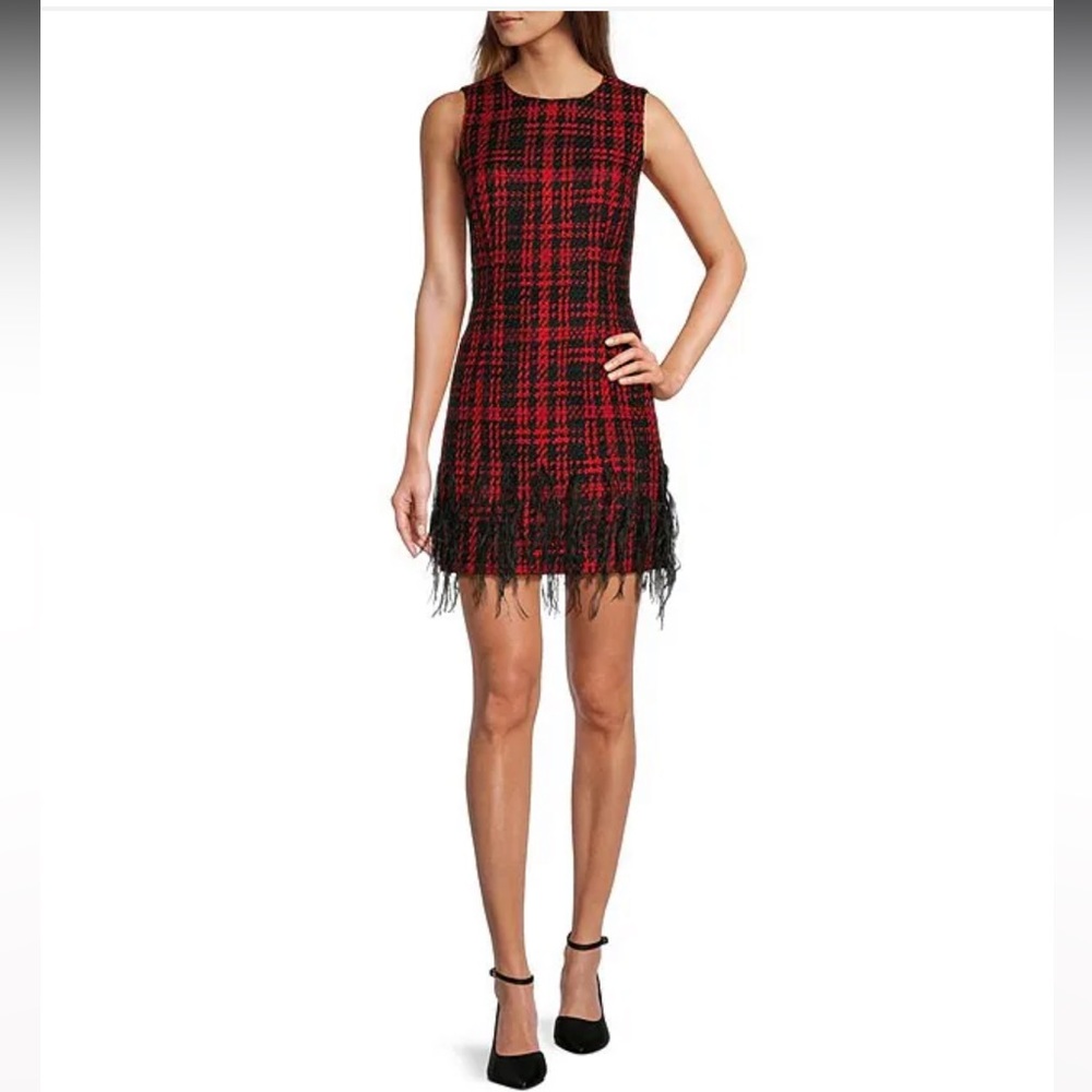 NWT Antonio Melani
Irine Tweed Feather Trim Dress